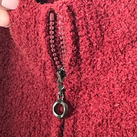 Burgundy Red Fuzzy Teddy Vest Womens L Zip Front Soft Pockets Cozy Outdoor Soft - Picture 7 of 9